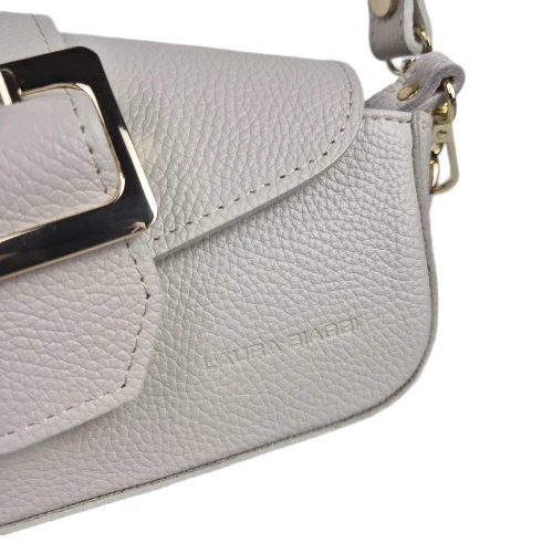 Laura Biaggi torebka damska skórzana listonoszka włoska 2 paski z klamrą crossbody elegancka skóra naturalna licowa
