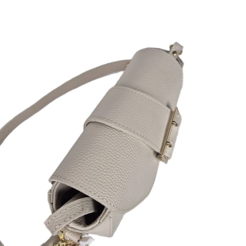 Laura Biaggi torebka damska skórzana listonoszka włoska 2 paski z klamrą crossbody elegancka skóra naturalna licowa