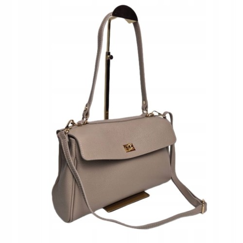 Borse in Pelle torebka damska skórzana listonoszka na ramię skóra naturalna licowa z paskiem crossbody włoska pojemna