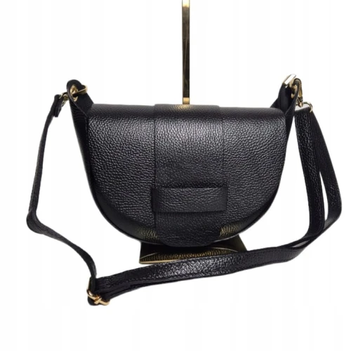 Borse in Pelle włoska torebka listonoszka skórzana skóra naturalna licowa czarna z paskiem crossbody pojemna na codzień włoska