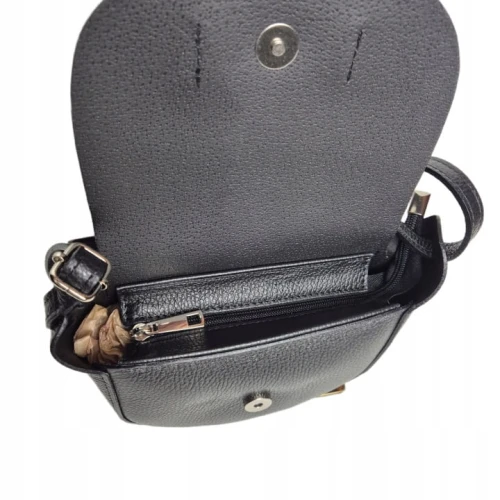 Borse in Pelle mała czarna skórzana torebka damska listonoszka pojemna włoska skóra naturalna licowa z paskiem crossbody