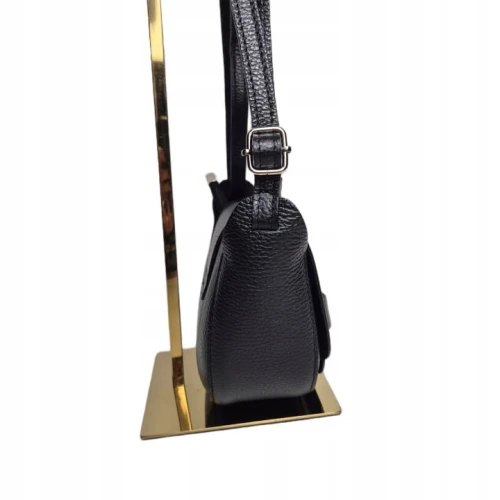 Borse in Pelle mała czarna skórzana torebka damska listonoszka pojemna włoska skóra naturalna licowa z paskiem crossbody