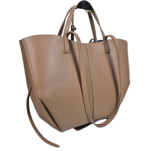 Borse in Pelle duża torebka shopperka shopper bag skórzana skóra naturalna licowa włoska brązowa jasny brąz słony karmel
