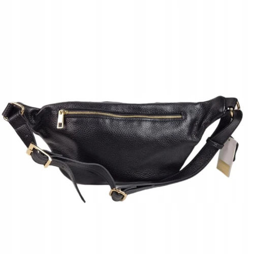 Laura Biaggi duża pojemna nerka licowa czarna saszetka skóra naturalna crossbody skóra naturalna