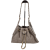 Laura Biaggi torebka worek hobo bag taupe złote łańcuszki skóra naturalna zamszowa z kieszeniami elegancka