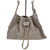 Laura Biaggi torebka worek hobo bag taupe złote łańcuszki skóra naturalna zamszowa z kieszeniami elegancka