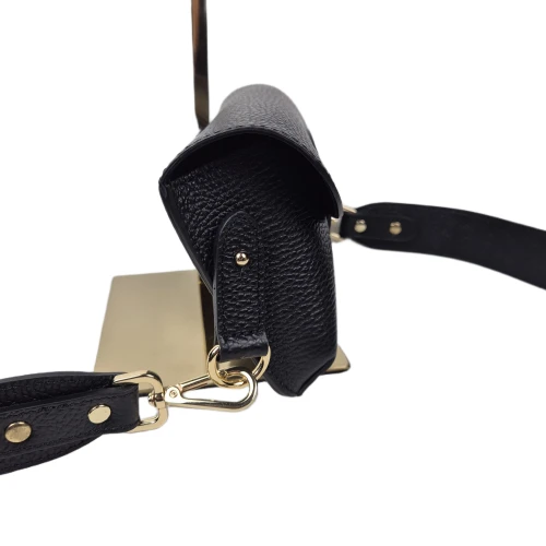 Borse in Pelle mała czarna torebka skórzana skóra naturalna licowa pojemna crossbody z paskiem