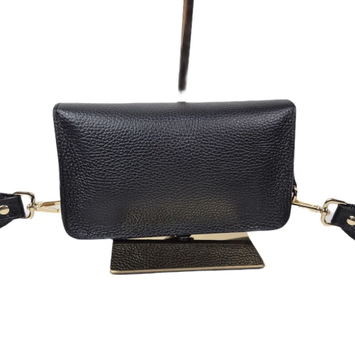 Borse in Pelle mała czarna torebka skórzana skóra naturalna licowa pojemna crossbody z paskiem