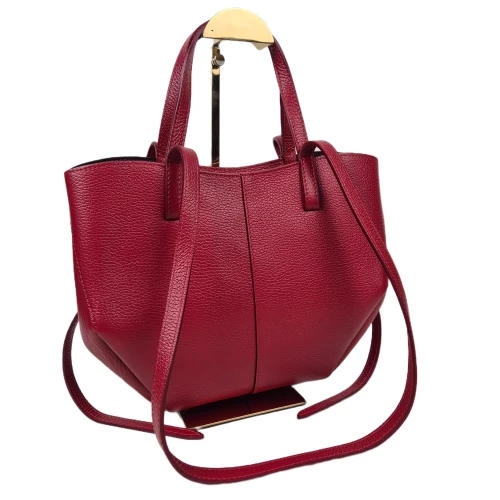 Borse in Pelle włoska torebka mini shopper czerwona licowa skóra naturalna napy elegancka włoska torebka z kosmetyczką rozpinana na co dzień do pracy