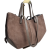Laura Biaggi torebka damska typu mini shopper z napami zamszowa skóra naturalna beżowa taupe elegancka włoska torebka shopper rozpinana do pracy na co dzień TS112-14