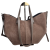 Laura Biaggi torebka damska typu mini shopper z napami zamszowa skóra naturalna beżowa taupe elegancka włoska torebka shopper rozpinana do pracy na co dzień TS112-14