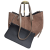 Laura Biaggi torebka damska typu mini shopper z napami zamszowa skóra naturalna beżowa taupe elegancka włoska torebka shopper rozpinana do pracy na co dzień TS112-14