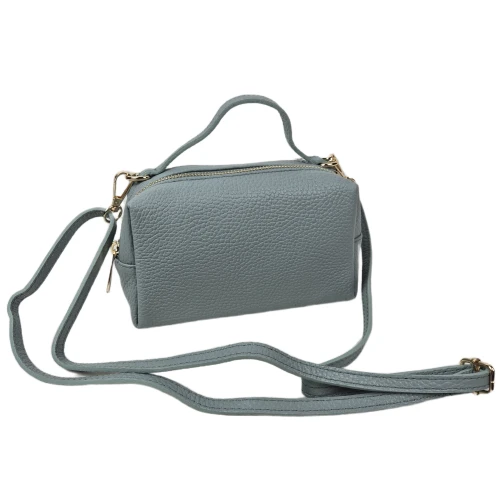 Laura Biaggi mała torebka kuferek listonoszka skórzana skóra naturalna zielona miętowa szałwiowa pojemna crossbody włoska