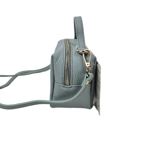 Laura Biaggi mała torebka kuferek listonoszka skórzana skóra naturalna zielona miętowa szałwiowa pojemna crossbody włoska