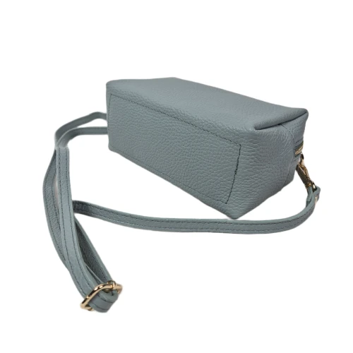 Laura Biaggi mała torebka kuferek listonoszka skórzana skóra naturalna zielona miętowa szałwiowa pojemna crossbody włoska