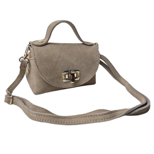 Borse in Pelle mała beżowa skórzana torebka listonoszka z paskiem crossbody włoska z bambusem pojemna skóra naturalna zamsz