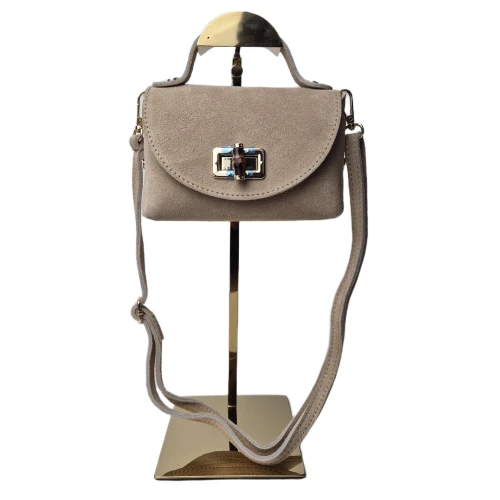 Borse in Pelle mała beżowa skórzana torebka listonoszka z paskiem crossbody włoska z bambusem pojemna skóra naturalna zamsz