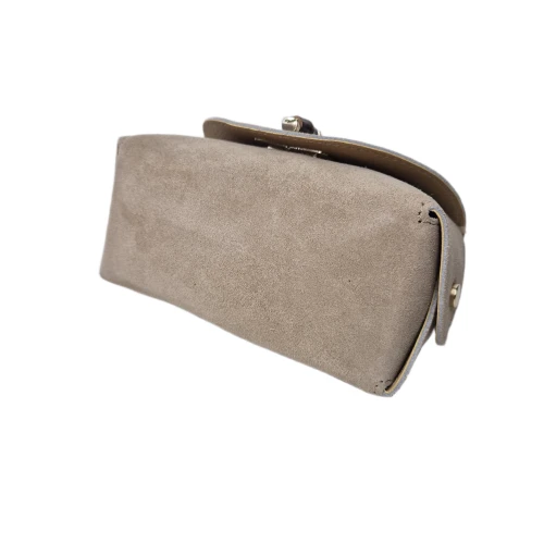 Borse in Pelle mała beżowa skórzana torebka listonoszka z paskiem crossbody włoska z bambusem pojemna skóra naturalna zamsz