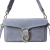 Borse in Pelle torebka listonoszka skórzana zamszowa skóra naturalna włoska niebieska błękitna baby blue z klamrą 2 paski crossbody