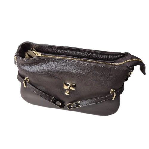 Laura Biaggi torebka listonoszka skórzana zamszowa licow skóra naturalna na ramie crossbody włoska pojemna idealna na codzień czekoladowa brązowa