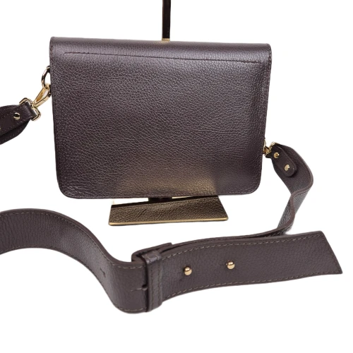 Vera Pelle mała czekoladowa torebka listonoszka skórzana  instagramka XL brązowa włoska torebka crossbody saszetka skóra naturalna licowa