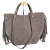 Borse in Pelle duża beżowa torebka shopper zamszowa z frędzlami skóra naturalna boho włoska pojemna shopperka zamszowa taupe