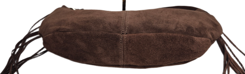 Borse in Pelle włoska torebka zamszowa typu banan zamszowa brązowa czekoladowa skóra naturalna torebka hobo bag z frędzlami stylowy banan boho