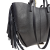 Borse in Pelle duża czarna włoska torebka shopper z frędzlami skóra naturalna boho włoska pojemna shopperka licowa czarna
