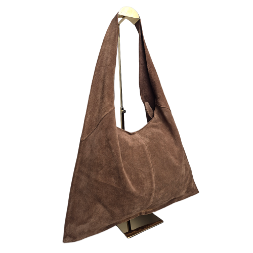 Borse in Pelle włoska torebka hobo bag worek skóra naturalna zamszowa brązowa skórzany worek zamszowy