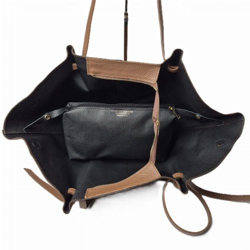 Borse in Pelle duża pojemna torebka shopper z magnesami zamszowa brązowa czekoladowa kasztanowa skóra naturalna zamszowa włoska pojemna torebka shopperka z napami