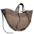 Laura Biaggi torebka damska typu mini shopper z napami skóra naturalna beżowa taupe elegancka włoska torebka mini shopper rozpinana z kosmetyczką do pracy na co dzień TS116-45