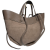 Laura Biaggi torebka damska typu mini shopper z napami skóra naturalna beżowa taupe elegancka włoska torebka mini shopper rozpinana z kosmetyczką do pracy na co dzień TS116-45