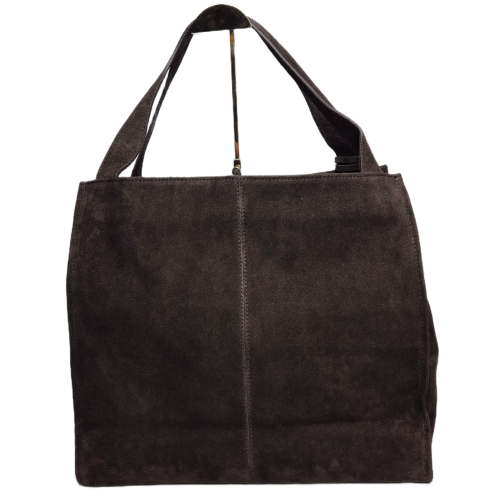 Borse in Pelle włoska torebka zamszowa typu shopper brązowa czekoladowa choco torebka damska typu shopper zamszowy pojemna klasyczna do pracy na co dzień
